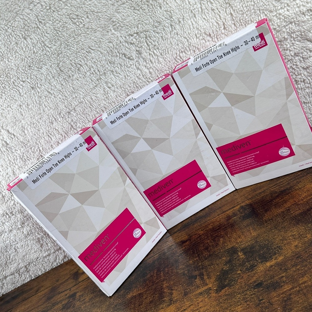 Medi Mediven Forte Compression Stockings Size VI Caramel 30-40 mmHg Open Toe NEW